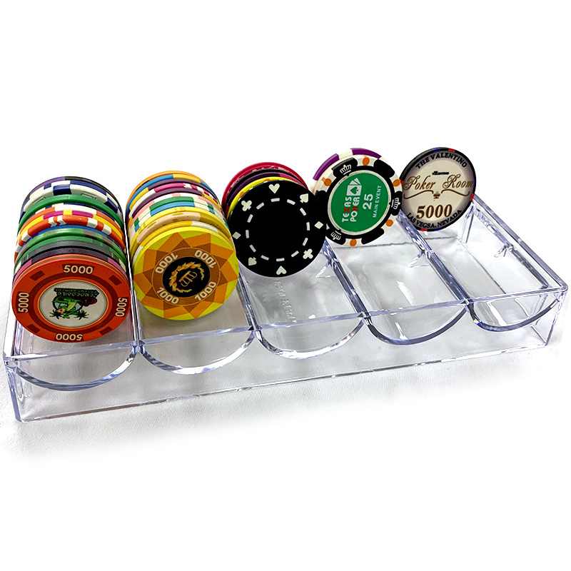 Hot selling thickened chips suitcase 1000 pieces handmade transparent acrylic poker chip box