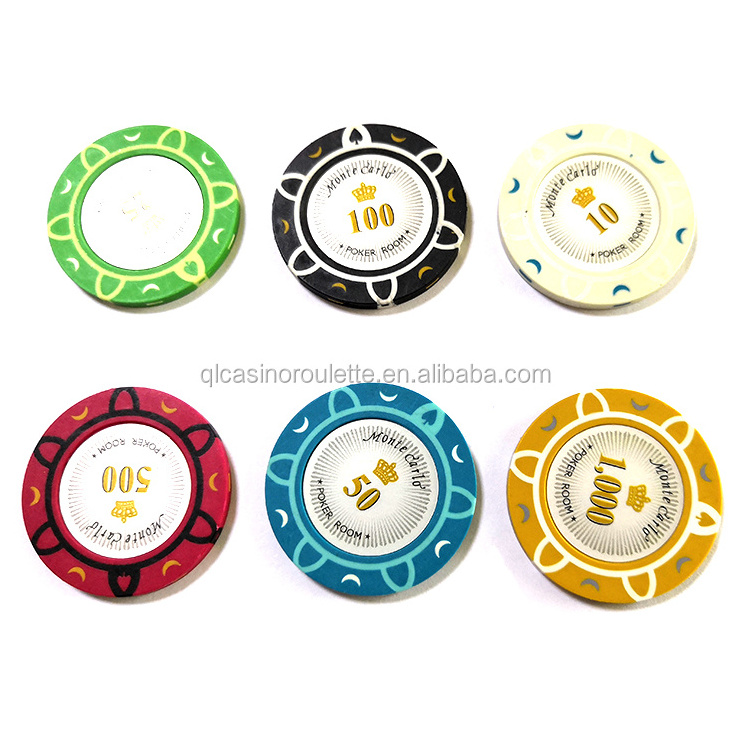 Customizable Clay Poker Chips Casino Royal Crown Chip With Value Stickers For Poker Club Game