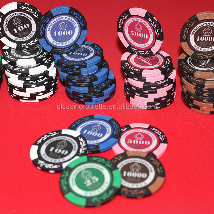 13.5g clay double colors poker chips Sticker logoCasino Baccarat Texas Gambling products Acrylic ABS Iron Customize roulette