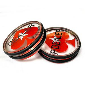 3" Poker Star Dealer Button Transparent acrylic material Double deck red spade heart white star Texas Hold'em dealer