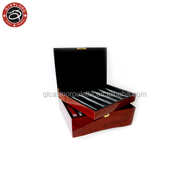 Luxury 750pc poker chips box Wood  tray  set with Casino Baccarat Texas Gambling products Customize Clay Iron ABS roulette wheel