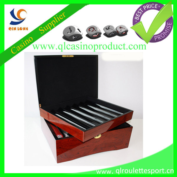 Luxury 750pc poker chips box Wood  tray  set with Casino Baccarat Texas Gambling products Customize Clay Iron ABS roulette wheel