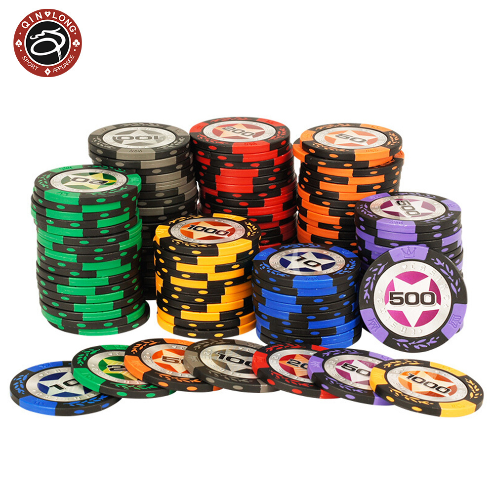 13.5g clay double colors poker chips Sticker logoCasino Baccarat Texas Gambling products Acrylic ABS Iron Customize roulette