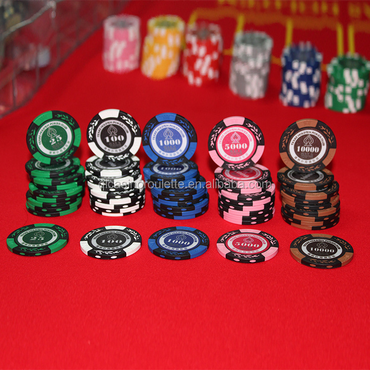 13.5g clay double colors poker chips Sticker logoCasino Baccarat Texas Gambling products Acrylic ABS Iron Customize roulette