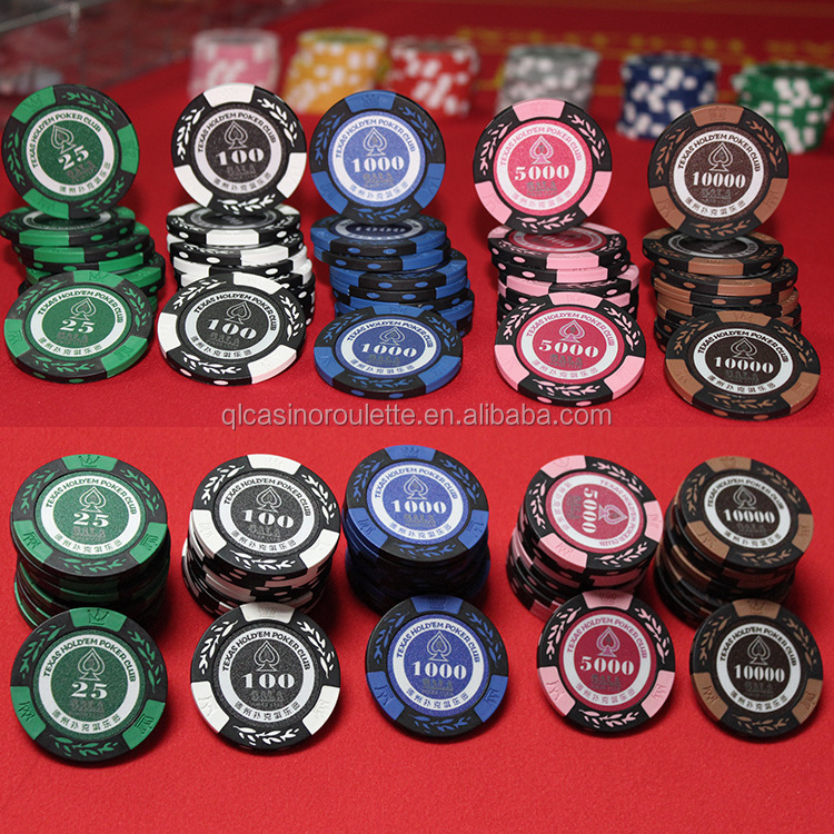 13.5g clay double colors poker chips Sticker logoCasino Baccarat Texas Gambling products Acrylic ABS Iron Customize roulette