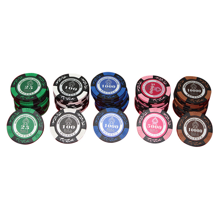 Customizable Clay Poker Chips Casino Royal Crown Chip With Value Stickers For Poker Club Game