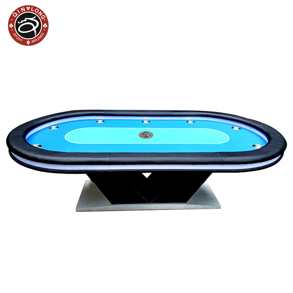 Baccarat Blackjack Texas Poker chips Customize Luxury wooden casino roulette wheels game Poker Table with LED light