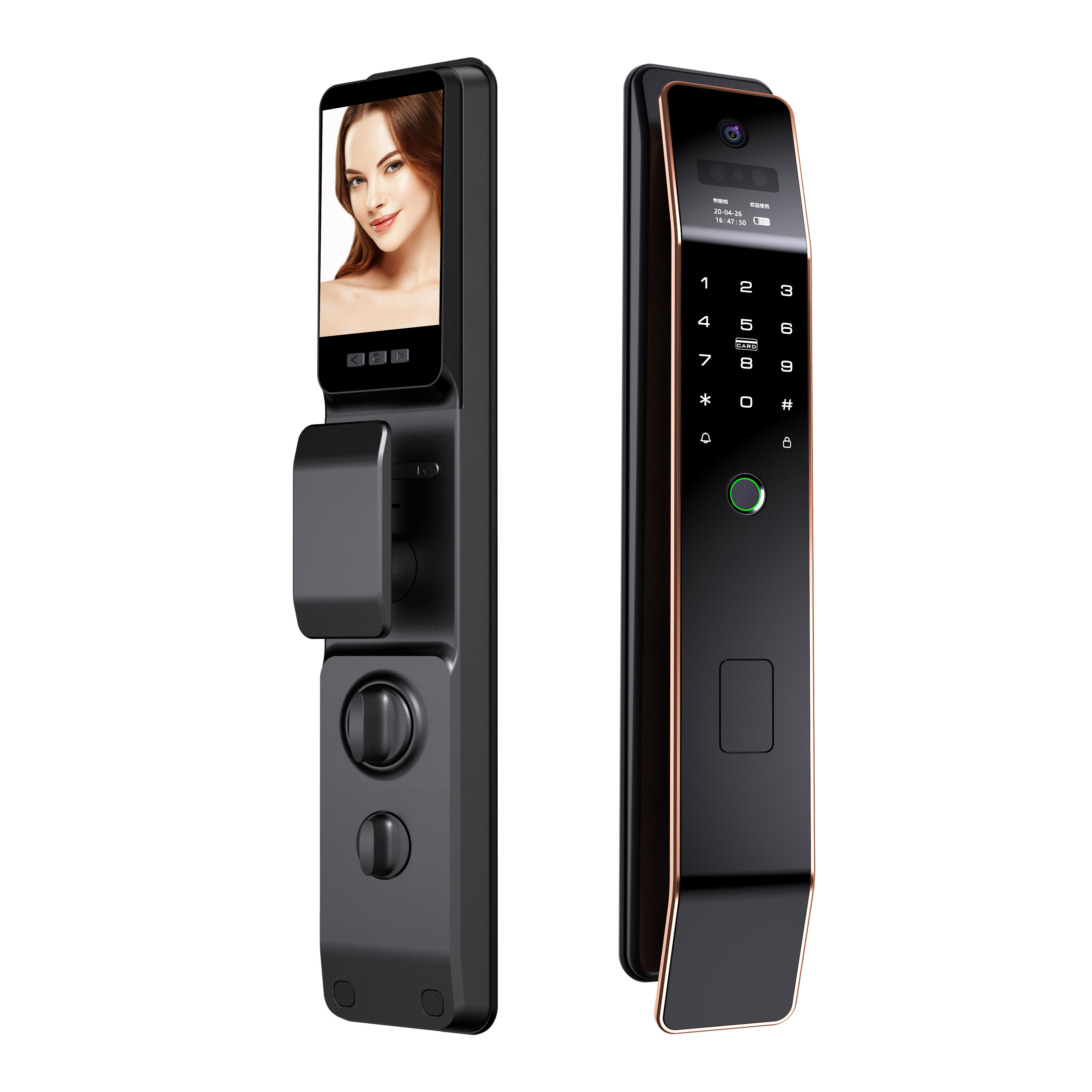 S909MAX USmart GO APP 3D Face ID Biometric Fingerprint Code Key Card Smart Door Lock with Video Calling