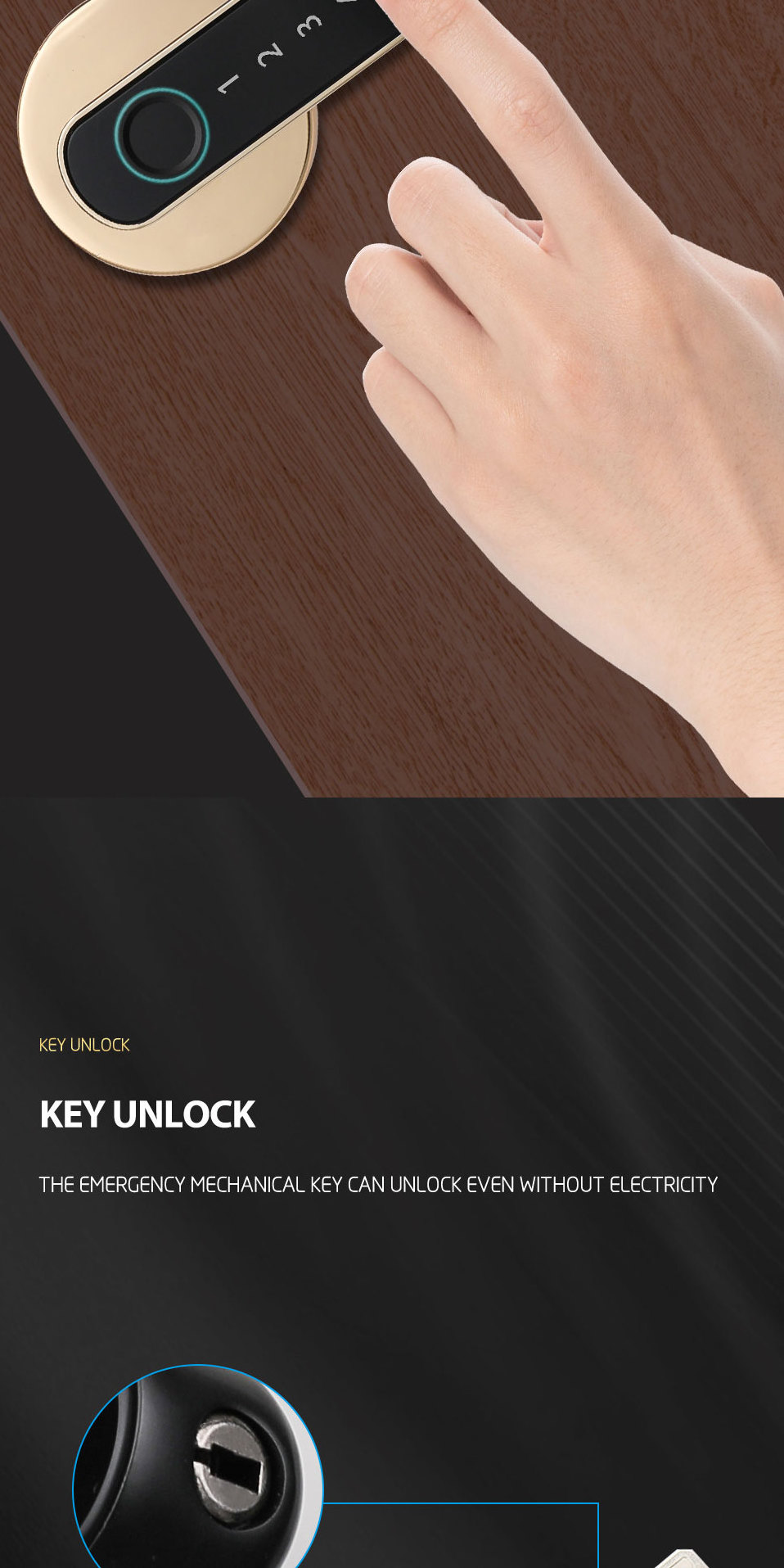 S604L Tuya BLE Biometric Fingerprint Door Lock Password Keyless Entry Door Knobs Lock Smart Handle Lock