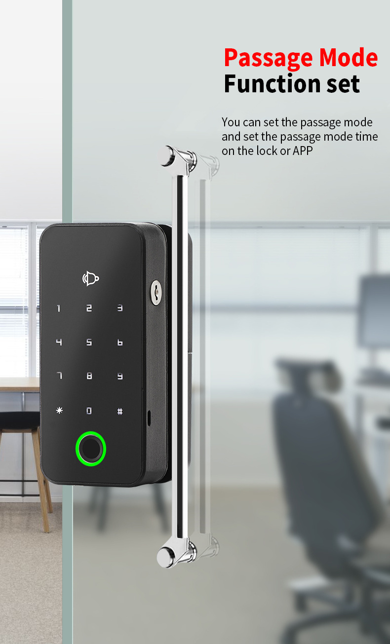 Qleung G8S Bluetooth App Remote Control  Cerradura inteligente Password Card Biometric Fingerprint Smart Glass Door Lock