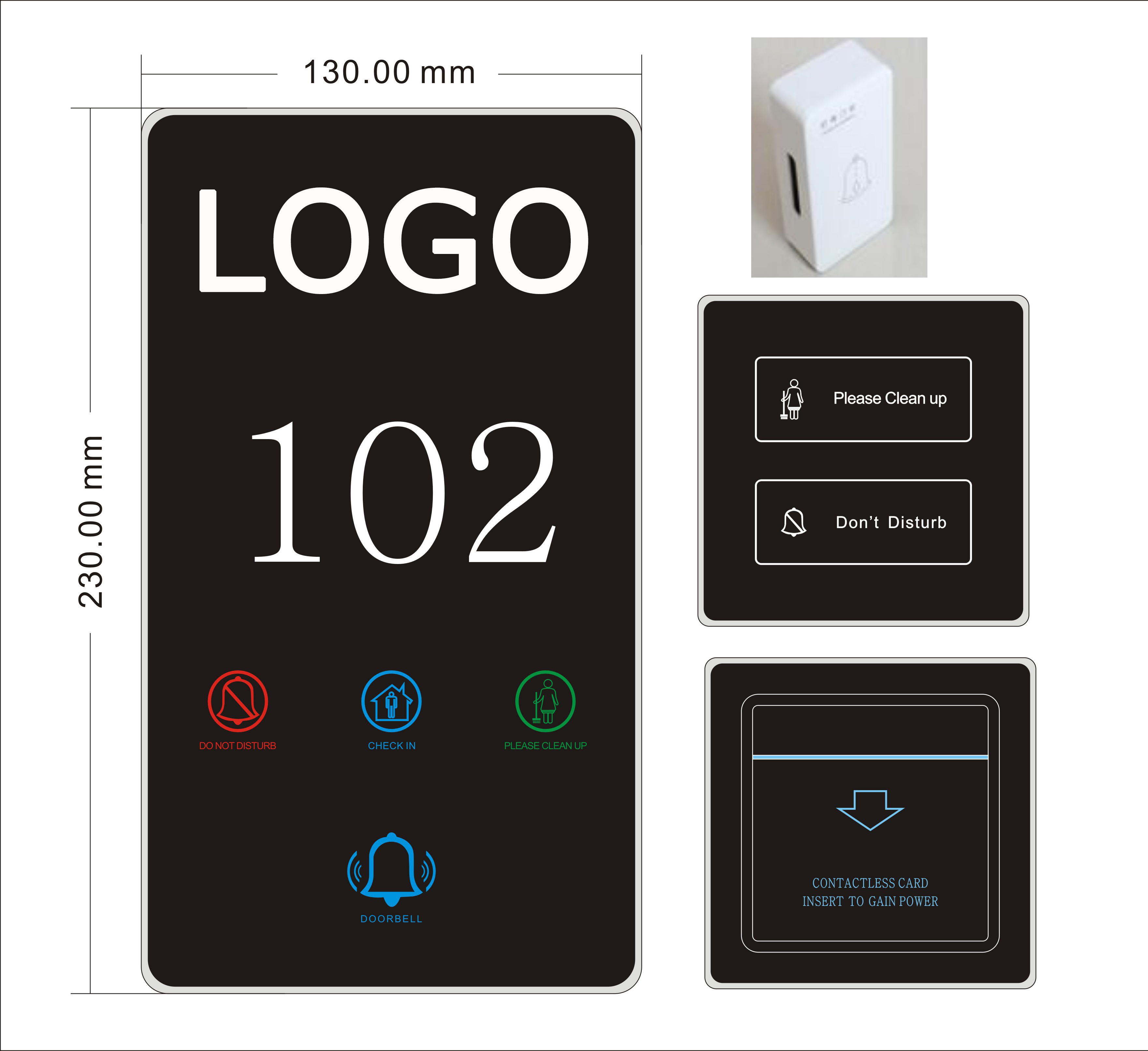 Smart Hotel Customized Logo Language LED Room Number Door Signs With DND Switch Light Touch Switch Floor Signs Hotel Door Plate