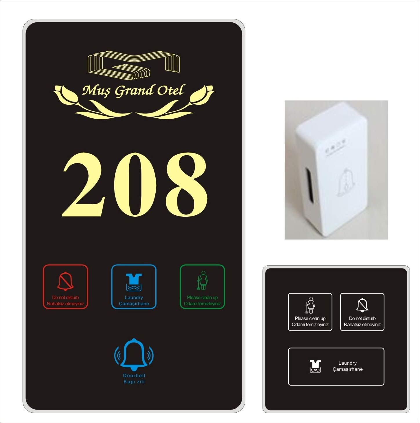 Smart Hotel Customized Logo Language LED Room Number Door Signs With DND Switch Light Touch Switch Floor Signs Hotel Door Plate