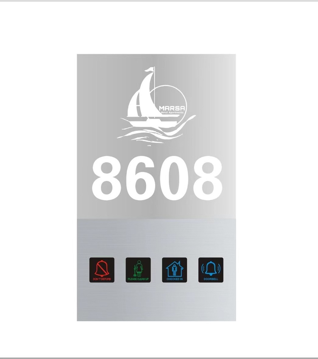 Smart Hotel Customized Logo Language LED Room Number Door Signs With DND Switch Light Touch Switch Floor Signs Hotel Door Plate