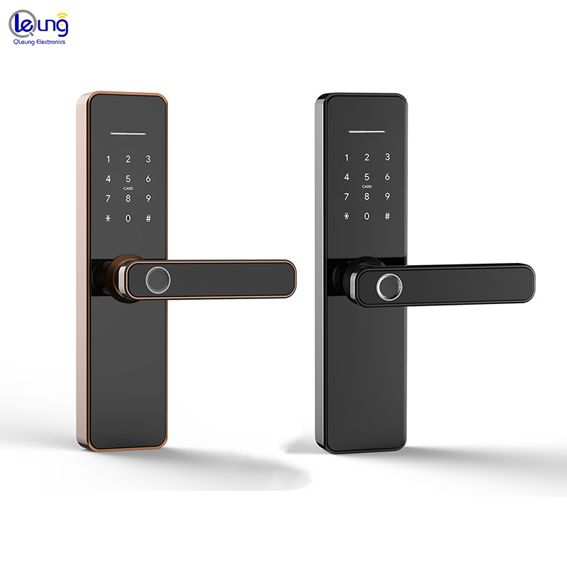 QLEUNG Factory Price Smart Fingerprint Door Locks 8 Languages Digital Locks Tuya Wifi TTlock App With Password Rfid  Card