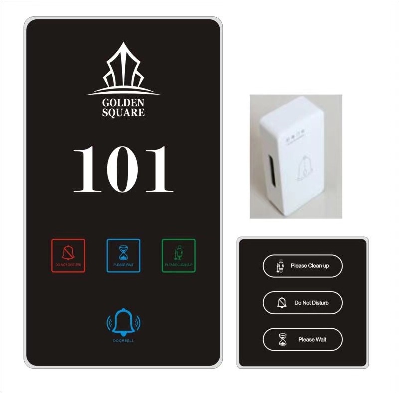 Smart Hotel Customized Logo Language LED Room Number Door Signs With DND Switch Light Touch Switch Floor Signs Hotel Door Plate