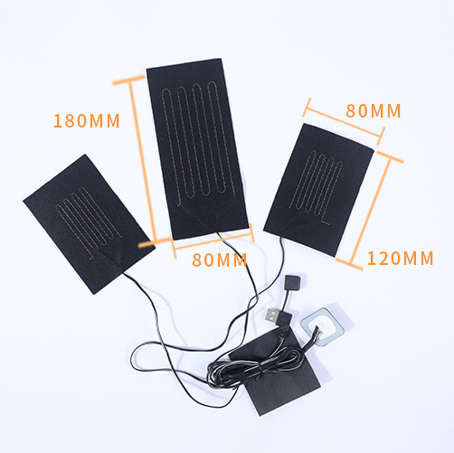 Custom flexible waterproof carbon fiber usb electric 5v heating pad for jacket