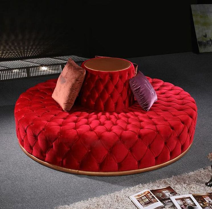 Italian Modern Cirble sofa Upholstered Velvet Round Sofas Tufted Button Couch For Hotel