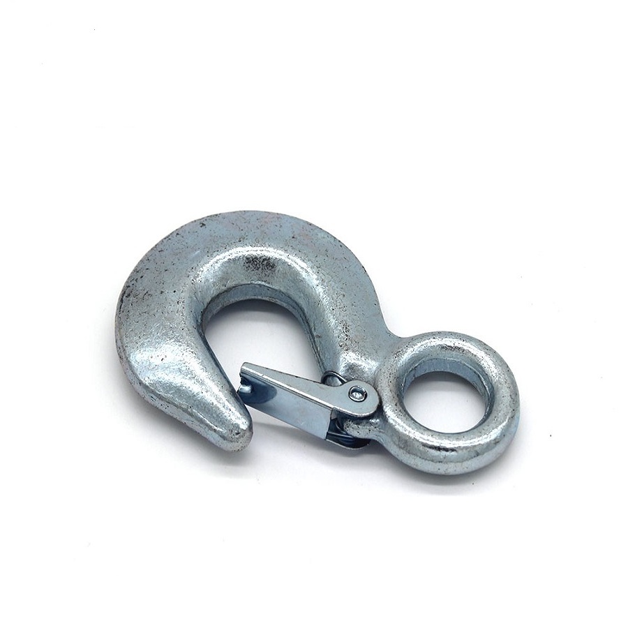 Hot hook Forged Eye Hoist Hook With Safety Latch Eye Slip Hook