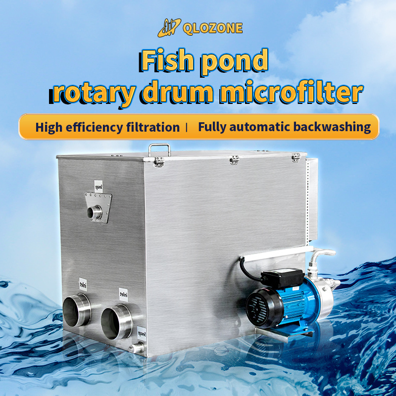 Qlozone micro screen rotary drum filter for water treatment filtration machine fish farm stainless steel rotary drum filter