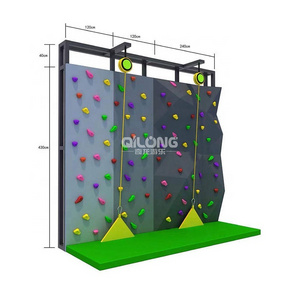 Popular Kids Rock Amusement Equipment Indoor Climbing Wall With Descending Device