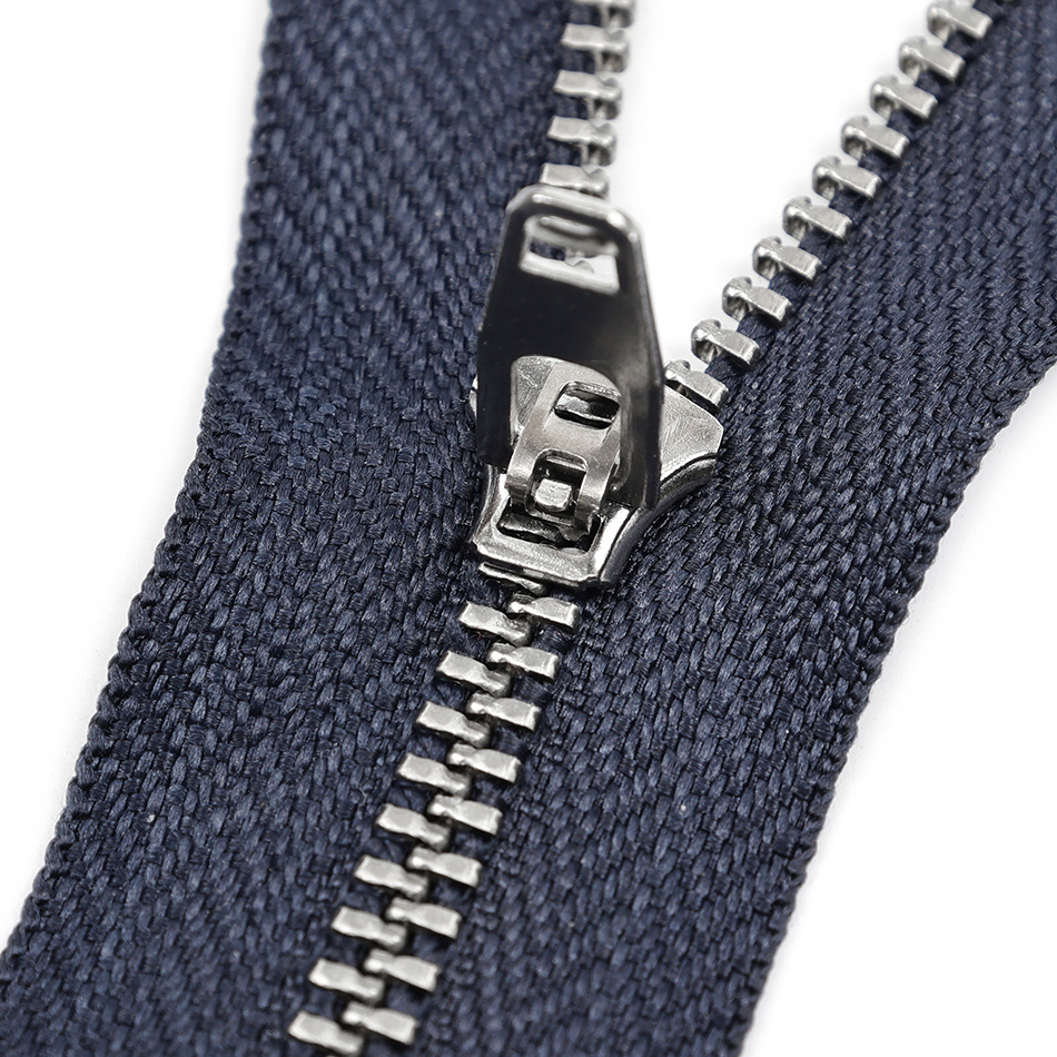 Metal Stainless Steel Zipper Manufacture Supplier wholesale Y Teeth Metal Zips For Jeans Back Sbs Custom Silver Ss Metal Zipper