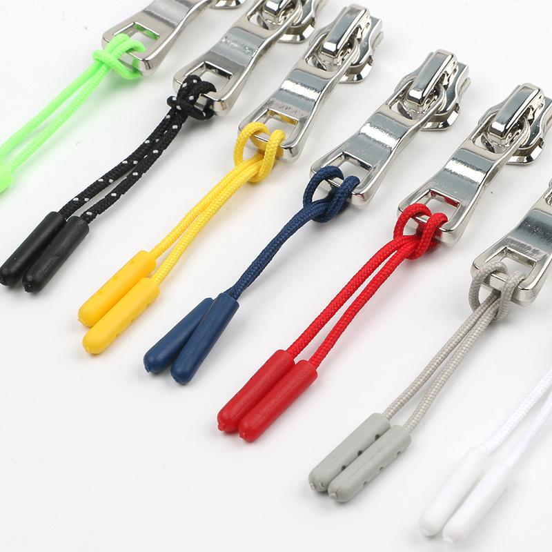 QLQ Slider Rubber String Custom Zipper Pulls Replacement For Clothing Bag Silicone Zip Puller With Logo Zipper Slider String