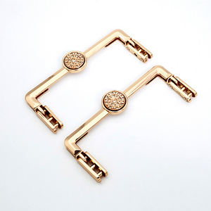 metal bag handle customized hardware accessories trolley bag parts for bag handbag zinc alloy light gold metal pull handle