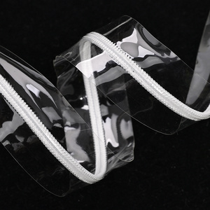 3# 5#3 8# 10# PVC Transparent Nylon Zipper With Two Sliders Bagian Clear PVC Tape Ziptrak Custom Nylon Zipper In Roll PVC Zipper