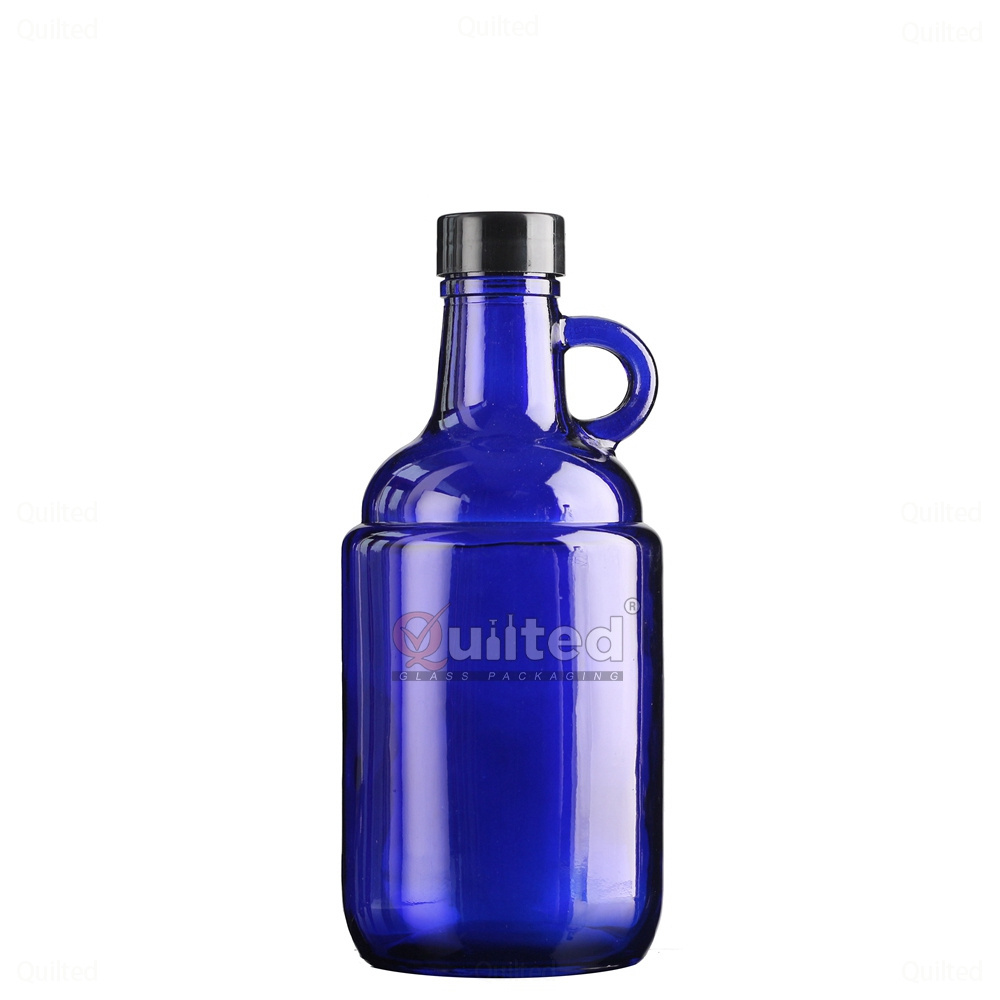 75CL 750ml 1000ml  clear amber blue  matte black Empty Flint Glass Moonshine Jugs Round Spirit Glass Wine Bottles with Handle