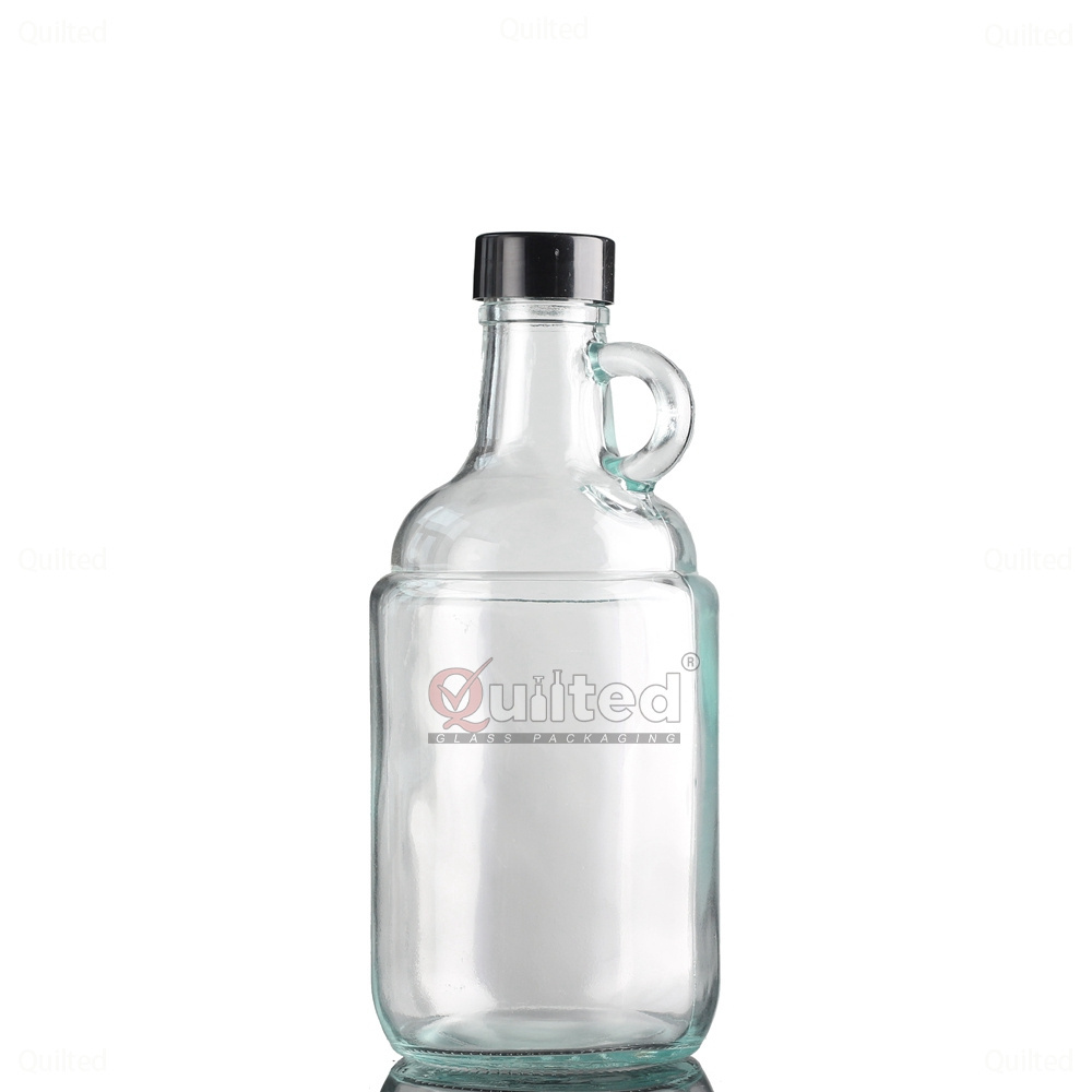 75CL 750ml 1000ml  clear amber blue  matte black Empty Flint Glass Moonshine Jugs Round Spirit Glass Wine Bottles with Handle