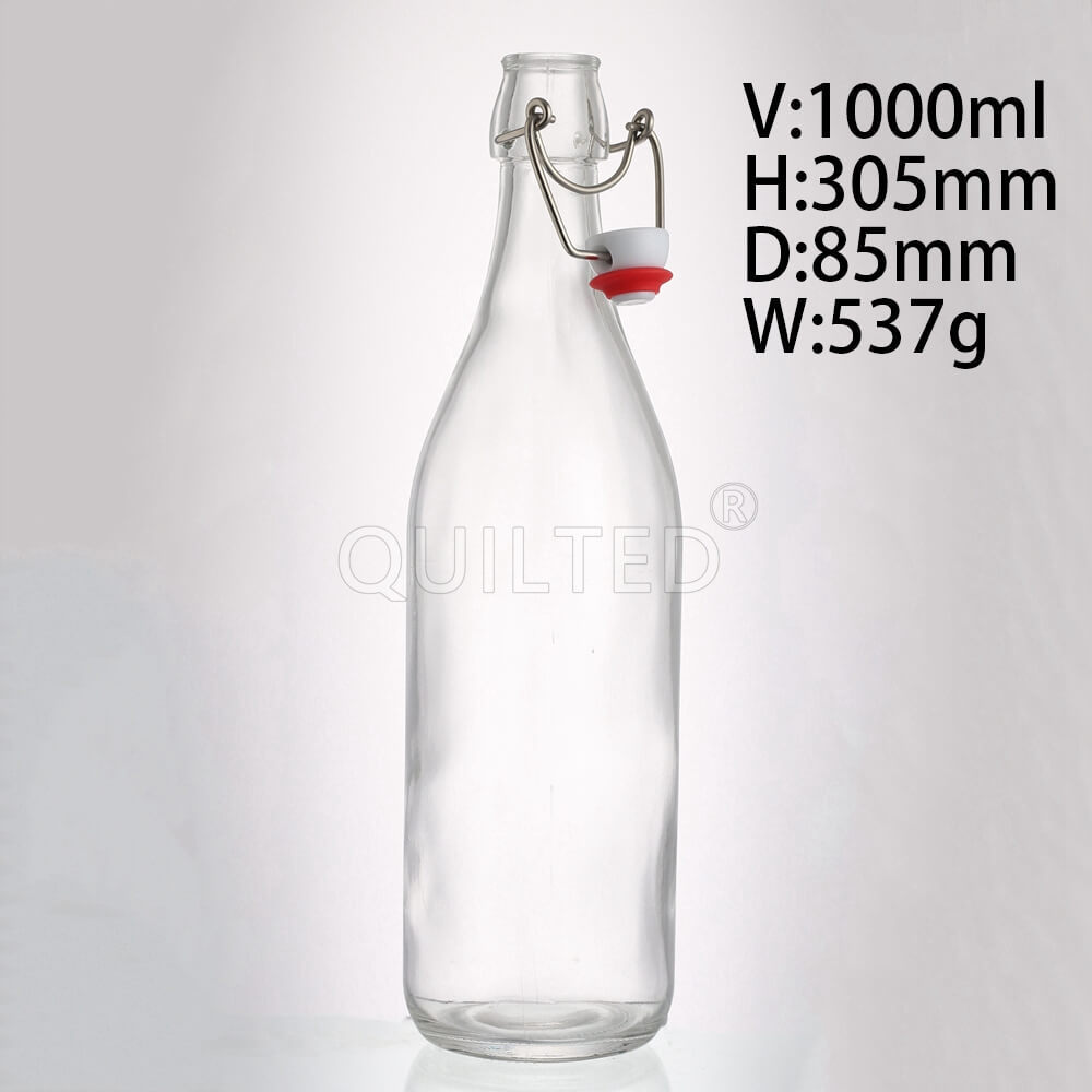 Recycled 33oz 1000ml Swing Top Stoppers Brewing Glass Bottle with Airtight Lid & Leak Proof Cap for Beverages