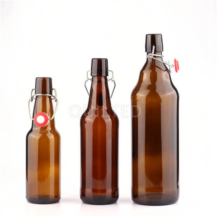 Home Brewing Glass Airtight Rubber Seal Amber 16 Oz Empty 500ml 330ml 1L Swing Top Beer Glass Bottle With Swing Cap for sale