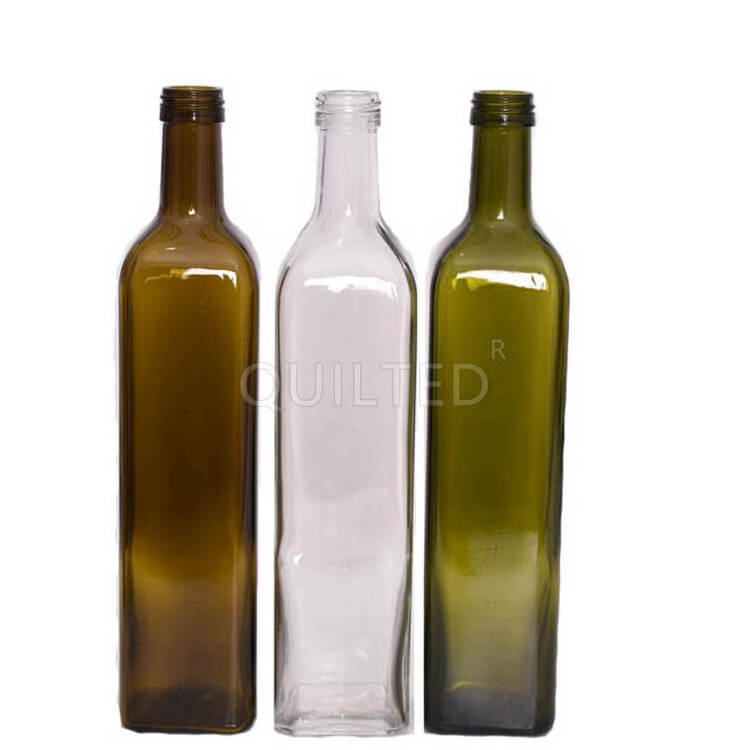 Food Grade 250Ml 500Ml 750Ml 1000Ml Square Dark Green Glass Bottle Olive Oil Bottle