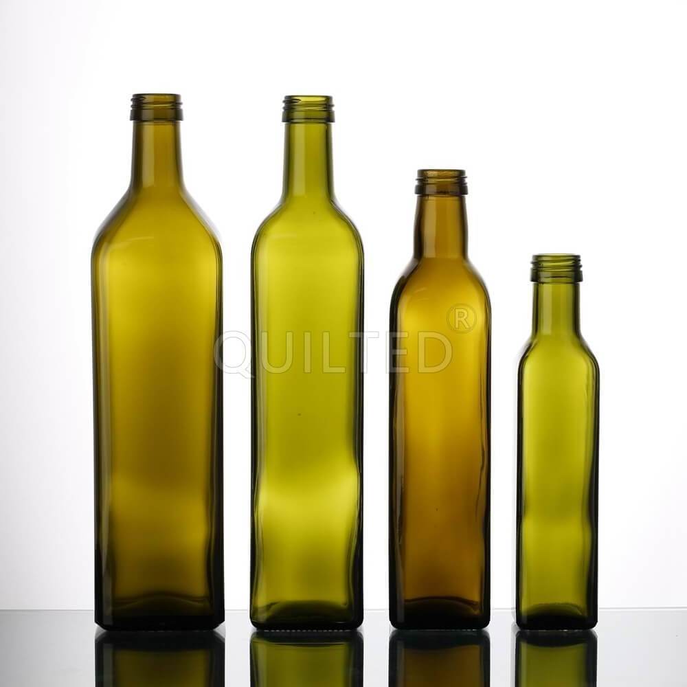 Food Grade 250Ml 500Ml 750Ml 1000Ml Square Dark Green Glass Bottle Olive Oil Bottle