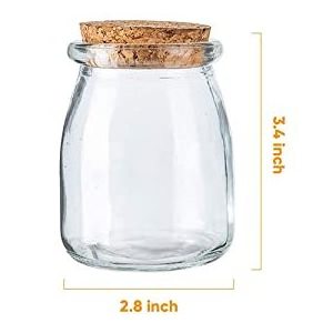 Mini Yogurt Jars 7 oz Glass Favor Jars with Cork Lids, Pudding Containers with Lids Honey Pot with Label Tags and String