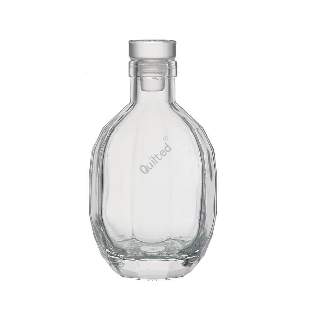 Grenade shaped 250ml 375ml 500ml clear round empty flint glass liquor wine Whisky Vodka tequila bottle with sealed cork lid