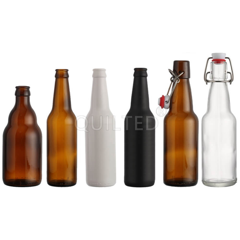 China Factory Price 330ml Amber Matte Painted Black Beer Bottle Empty Beverage Glass Bottle