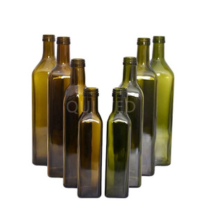 Food Grade 250Ml 500Ml 750Ml 1000Ml Square Dark Green Glass Bottle Olive Oil Bottle