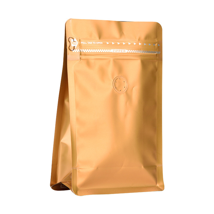 Gravure printing matte 1kg flat bottom coffe/coffee beans packaging bag with one way valve