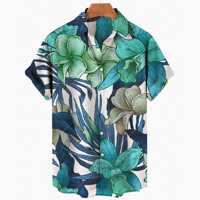 OEM Custom Logo Men's Hawaiian shirts ripple all Shirt beach cardigan Aloha Streetwear Tops