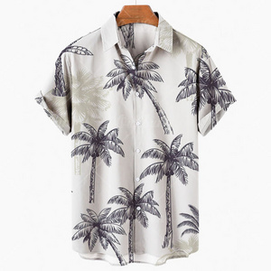 OEM Custom Logo Men's Hawaiian shirts ripple all Shirt beach cardigan Aloha Streetwear Tops