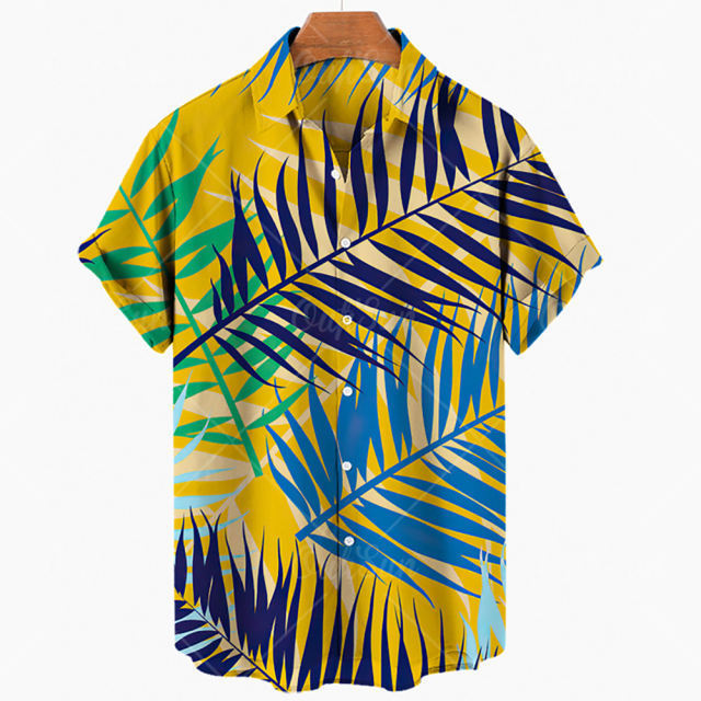 OEM Custom Logo Men's Hawaiian shirts ripple all Shirt beach cardigan Aloha Streetwear Tops