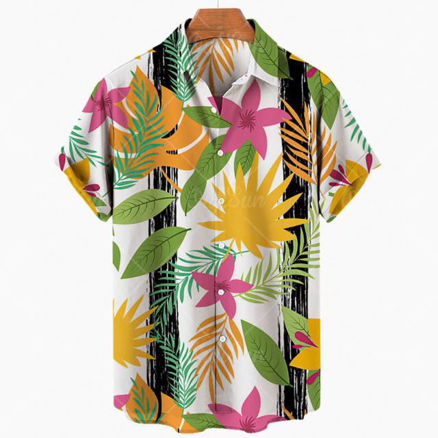 OEM Custom Logo Men's Hawaiian shirts ripple all Shirt beach cardigan Aloha Streetwear Tops