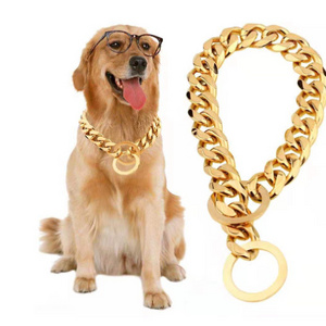 TTT Hot Sale Customized Processing Stainless Steel P-Chain Gold Dog Training Collar Chain for Pet