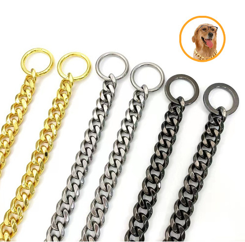 TTT Hot Sale Customized Processing Stainless Steel P-Chain Gold Dog Training Collar Chain for Pet