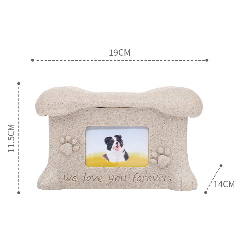 TTT Hot Sale Resin Funeral Memorial Cremation Solid Box Dog Casket Urne Dieren Ceramic Pet Urns for Dog Cat