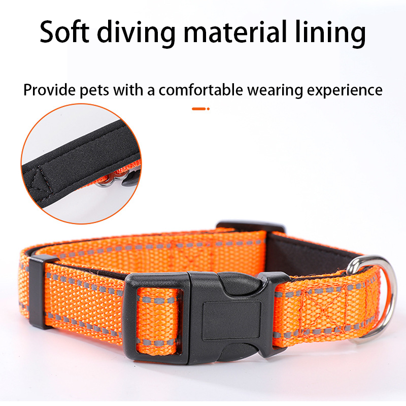 TTT Wholesale Pet Product High Quality Non Strangled Adjustable Nylon Training Waterproof Gold Dog Collar