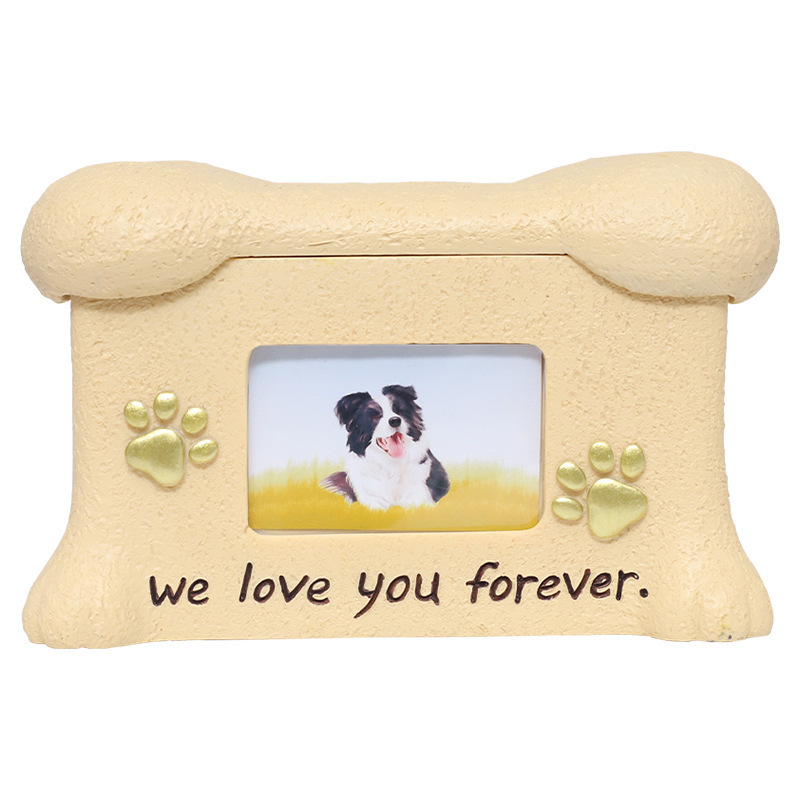 TTT Hot Sale Resin Funeral Memorial Cremation Solid Box Dog Casket Urne Dieren Ceramic Pet Urns for Dog Cat