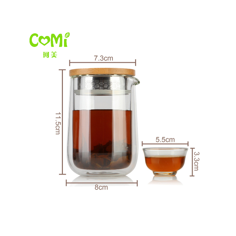 Chinese Kung Fu Travel Tea Set A pot With four Cups Hot Sells Customized Double high borosilicate glass Tea Cups  Portable Tea