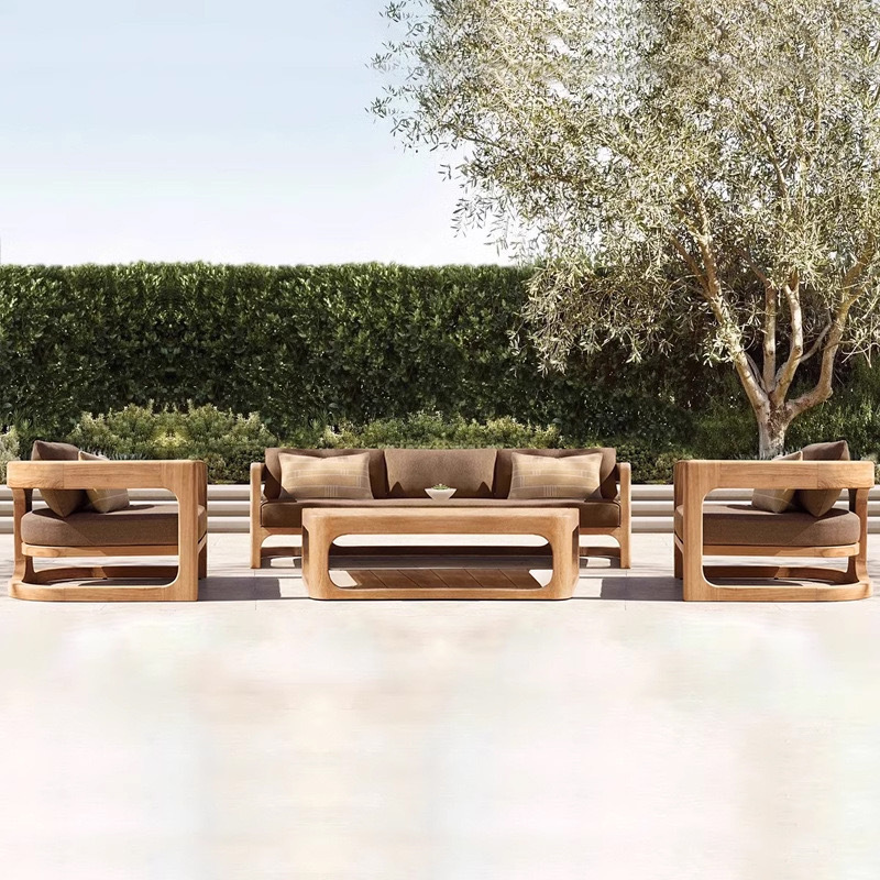 Outdoor leisure teak patio garden sofa combination teak balcony Villa Nordic outdoor do old log furniture